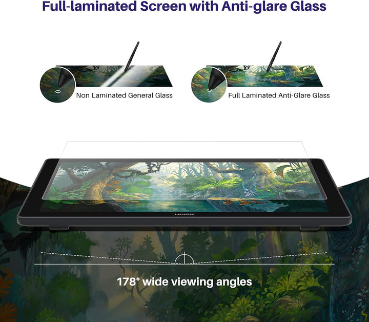 HUION Kamvas 24 Plus 2.5K QHD Grafiktablett mit Display, 140% sRGB Volllaminierter QD-Zeichnungsmoni