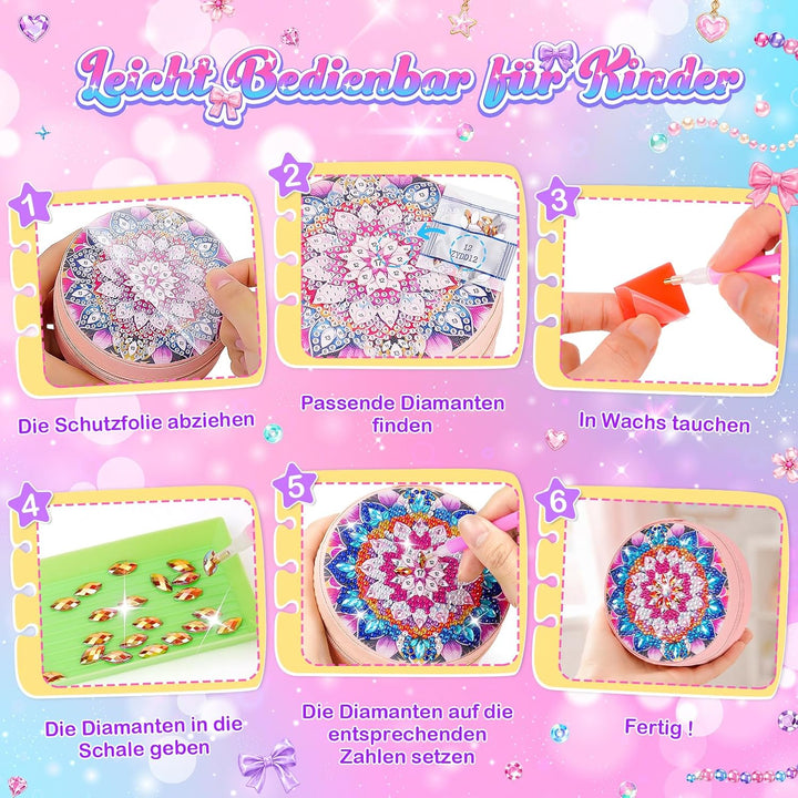 Diamond Painting Kinder Schmuckkästchen Mädchen Basteln Geschenk 8-12 Jahre | Bastelset Geschenk für