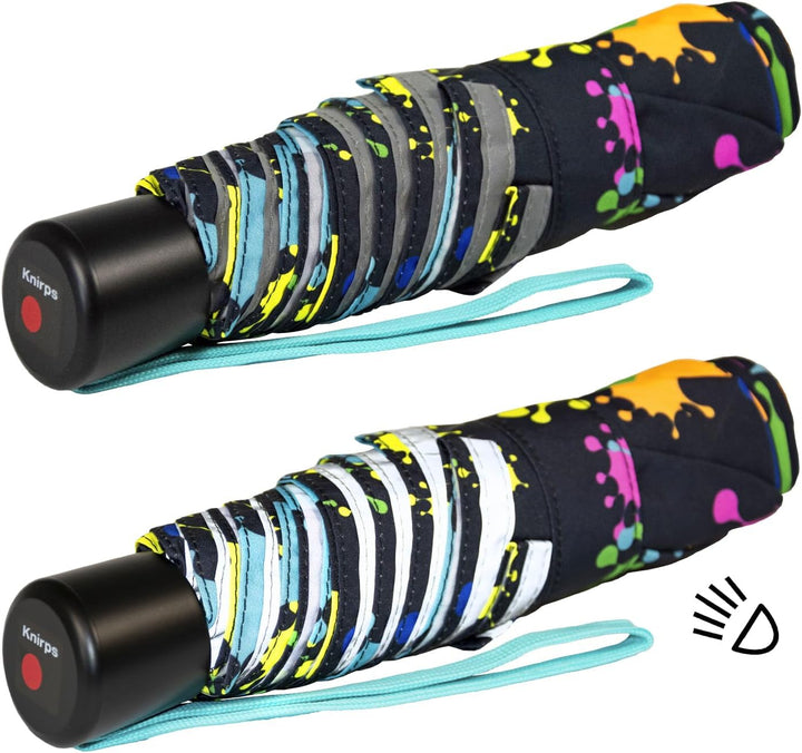Knirps Kinder-Taschenschirm 4Kids reflective mit Reflexborte - Paintdrops, Paintdrops