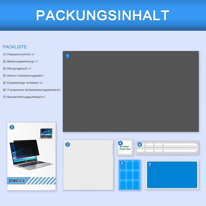 ZOEGAA Blickschutzfolie 20.1 Zoll 16:10 for Monitor