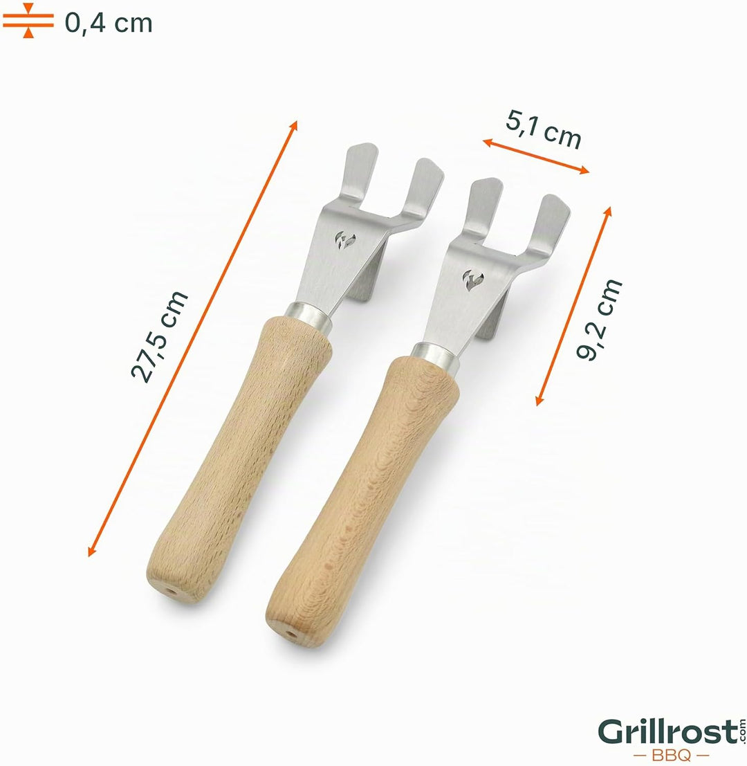 Universal-Griffe | Grillrostheber aus Edelstahl | abnehmbar - robust für alle Grillroste (Stäbe von