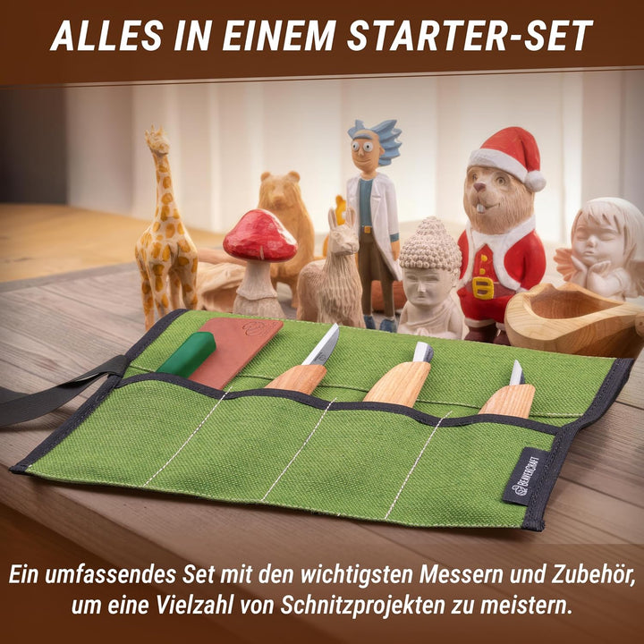 BeaverCraft S15 Holzschnitzset – Schnitzwerkzeugset – Kerbschnitzmesser-Set – Schnitzmesserset Schni