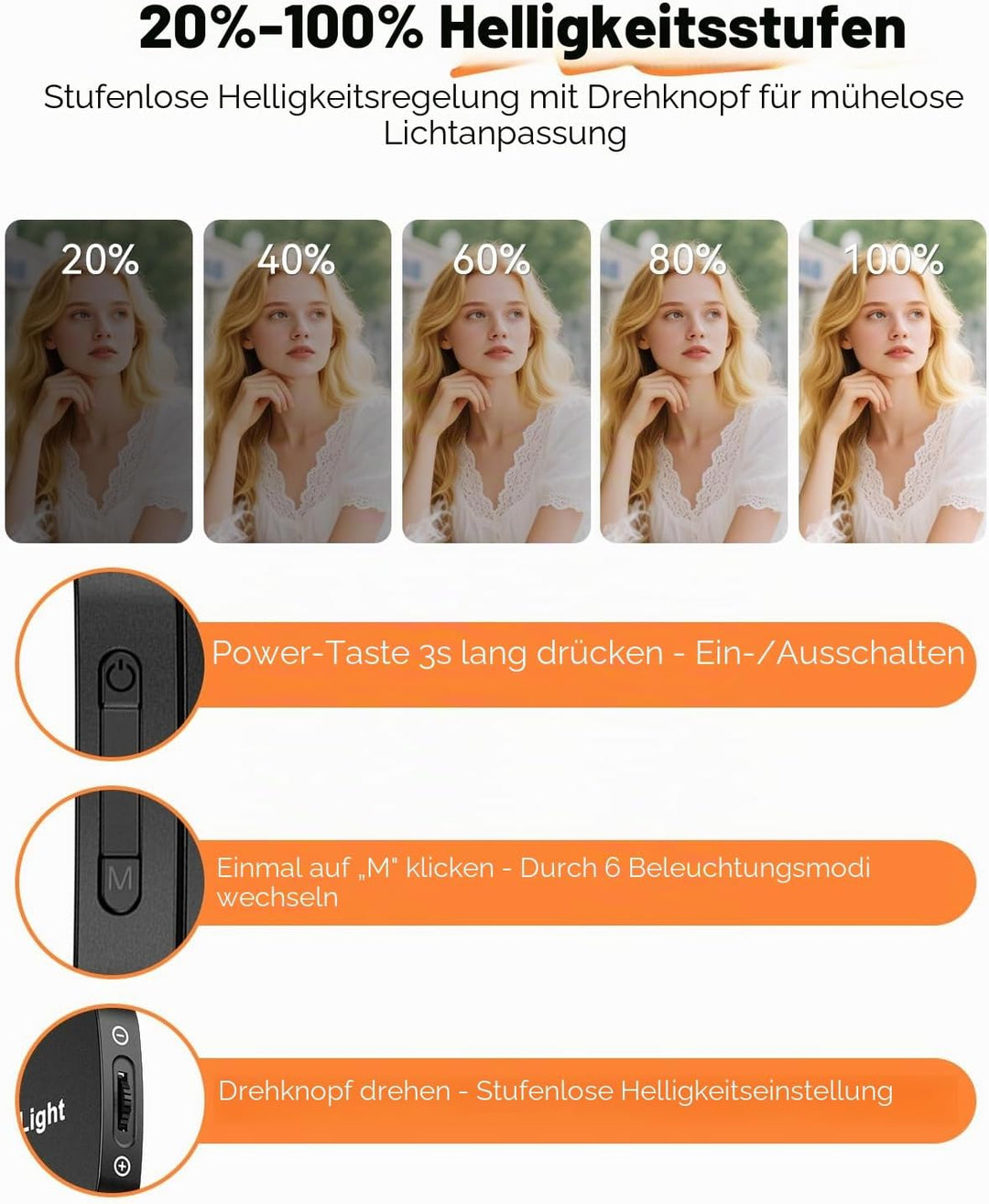 CloudValley Magnetisches Selfie Licht mit Spiegel, 3-in-1 Tragbares LED Ringlicht für iPhone &amp; Andro