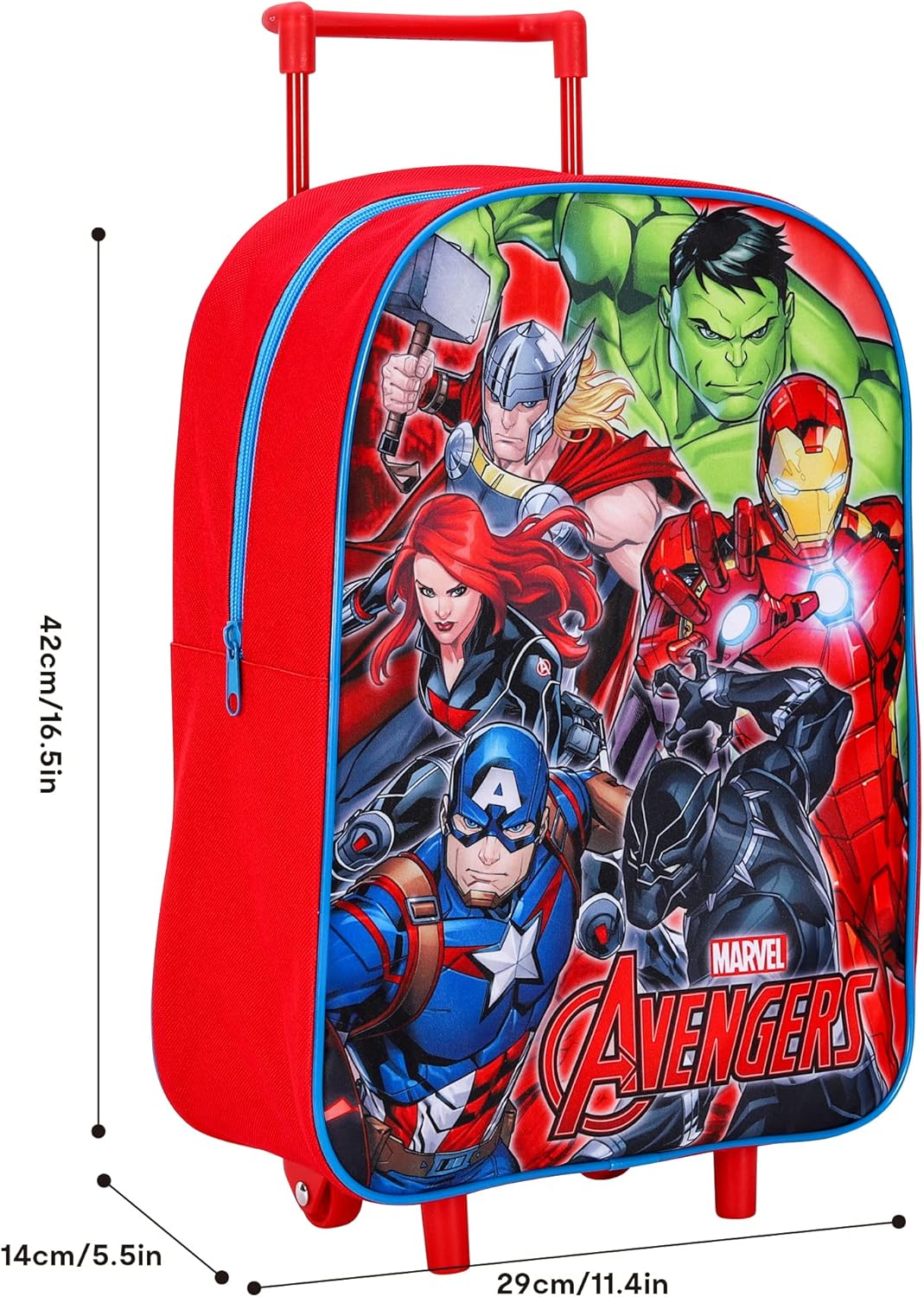 Marvel Avengers Kinderkoffer mit Rollen - Kinder Reise Trolley und Handgepäck - Handgepäck Trolley -