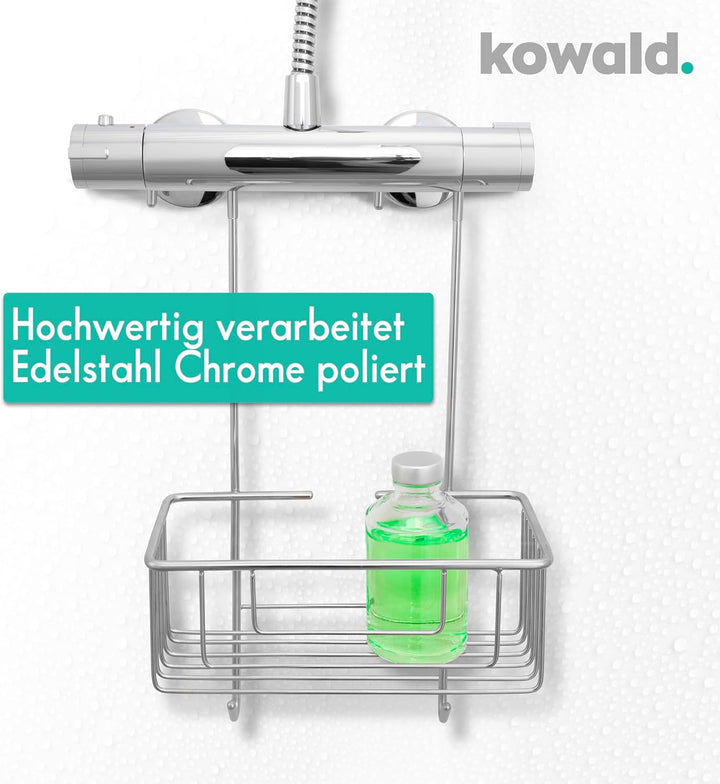 kowald ® Duschkorb zum Einhängen in die Armatur - Edelstahl - 100% Rostfrei Einhängen Armatur Edelst