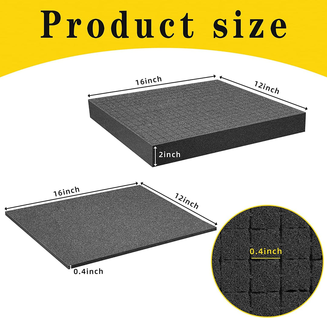 GIONAR Rasterschaumstoff Würfelschaum, 2 Stück 400 x 300 x 50mm/2 Stück 400 x 300 x 10mm, Werkzeugko