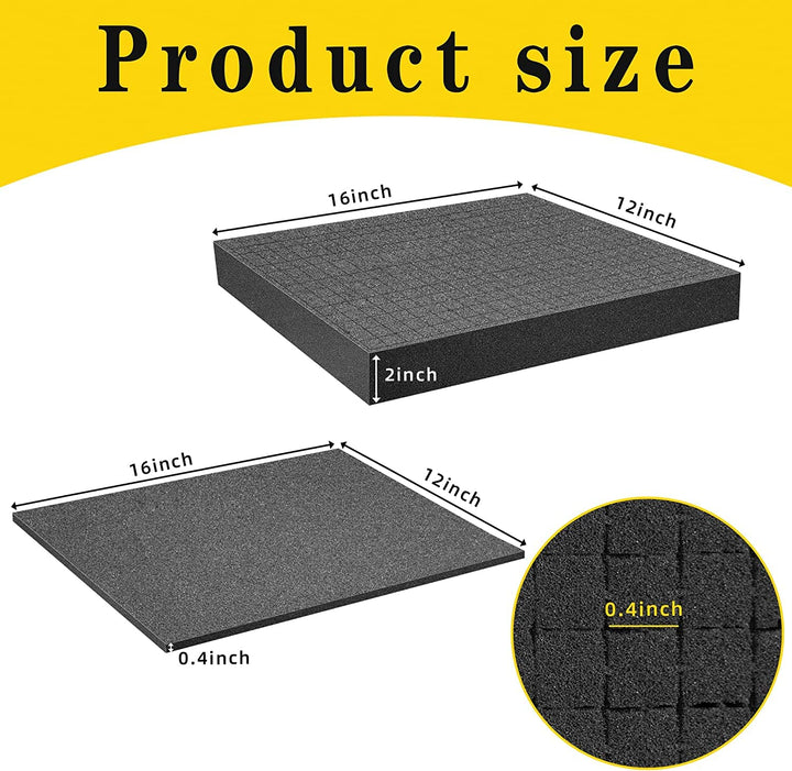 GIONAR Rasterschaumstoff Würfelschaum, 2 Stück 400 x 300 x 50mm/2 Stück 400 x 300 x 10mm, Werkzeugko