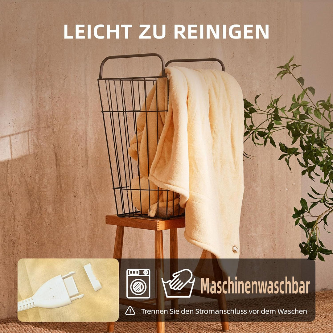 JET'S HOME Heizdecke 130x180cm - Wärmedecke Heizdecke mit Abschaltautomatik Einstellbarer Timer 10 S