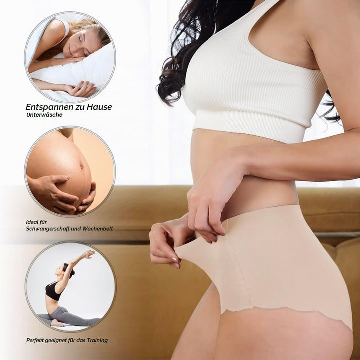 Unterhosen Damen,Nahtlos Slips Unterwäsche Frauen,Hohe Taille Panties,No Show Panties,Mehrpack 4Er P