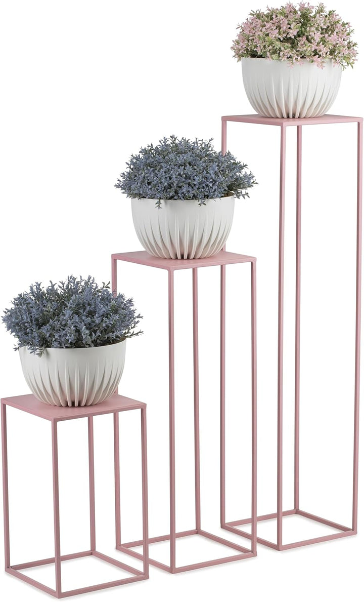 HowHomely Blumenständer Metall Rosa 70 cm Hoch - Solider und Robuster Blumenhocker Metall - Pflanzen