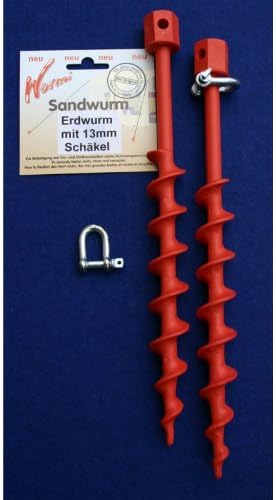 6 x 13 mm STAHLSCHÄKEL mit 6 x ERDSANDWURM - Zelthering - aus UV beständigem glasfaserverstärktem PO