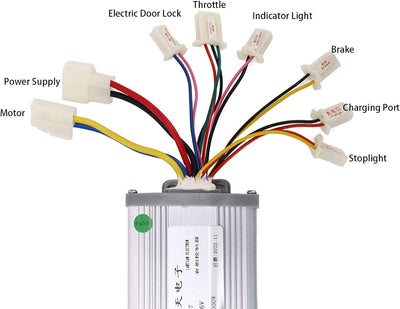 Alomejor 36V 1000W E-Bike Brushed Motor Controller Speed Control Set mit Drosselklappe für E-Bike