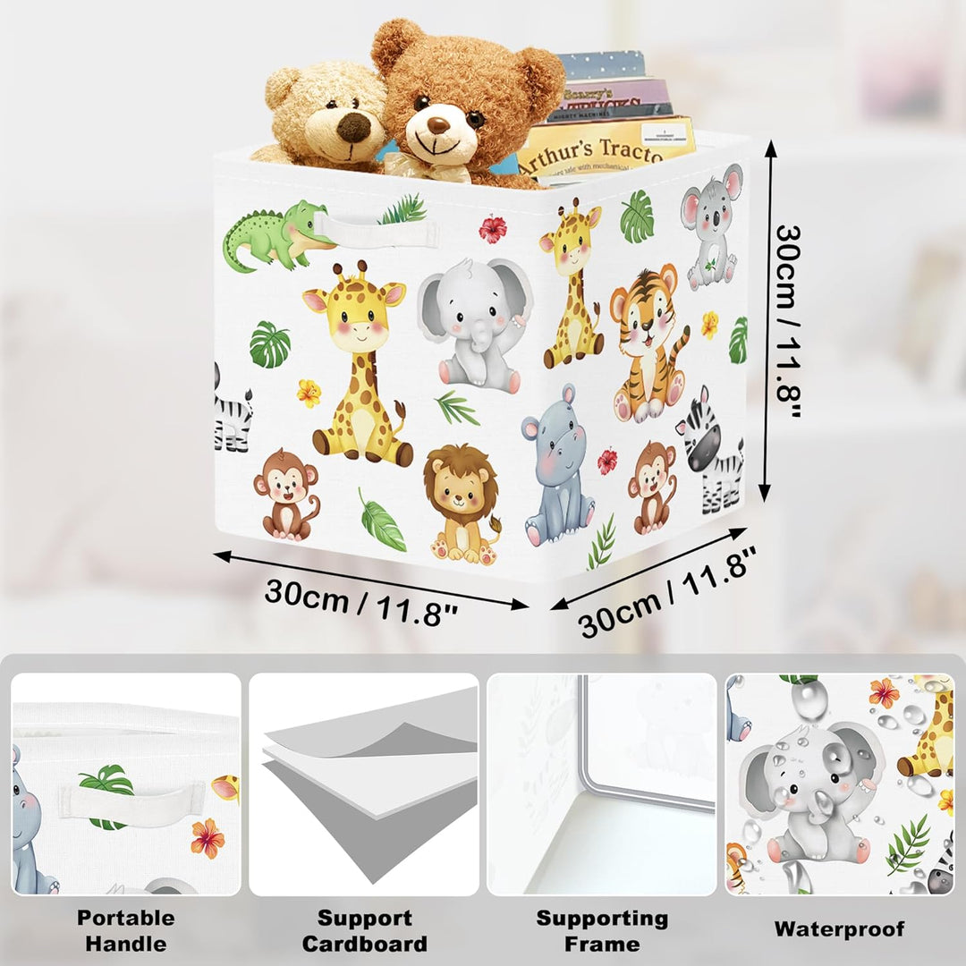 30cm Aufbewahrungsbox 3 Stück Waldtiere Aufbewahrungskorb Kinder Faltbar Löwe Giraffe Elefant Aufbew