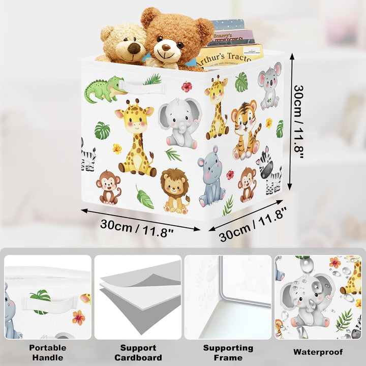 30cm Aufbewahrungsbox 3 Stück Waldtiere Aufbewahrungskorb Kinder Faltbar Löwe Giraffe Elefant Aufbew