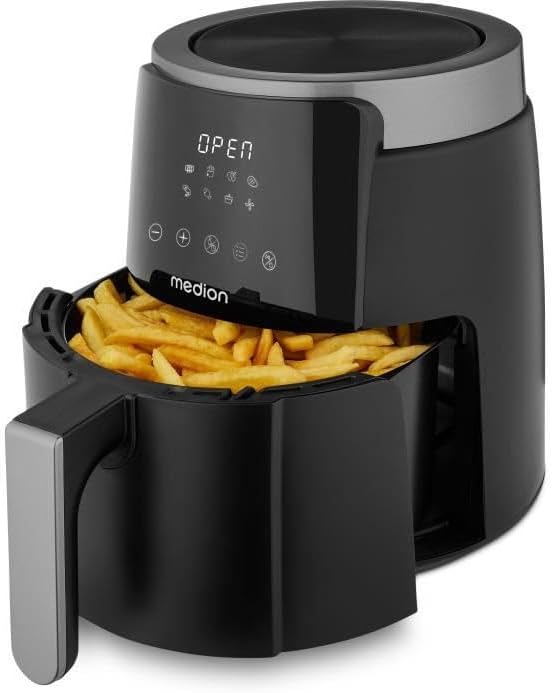 MEDION P40 L Heissluftfritteuse (4,7 Liter, Airfryer, 1500 Watt, einfache Bedienung, ölfreies Fritti