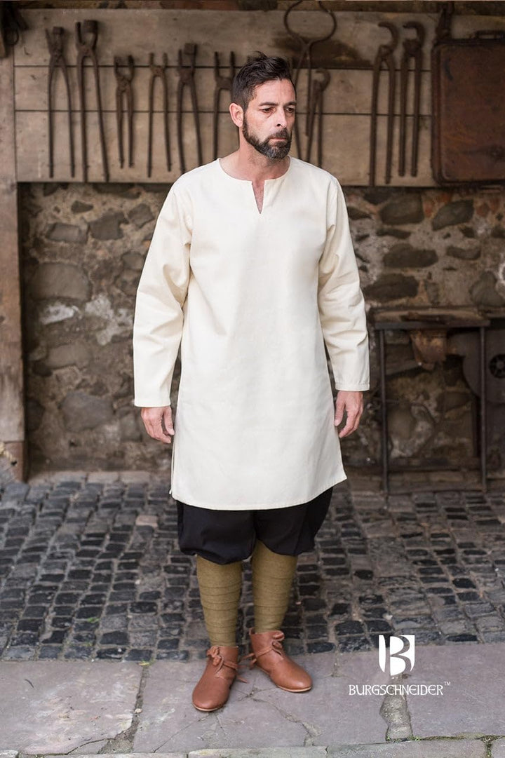 Burgschneider - Mittelalter Tunika/Untertunika „Leif“ - Natur (M, für Damen & Herren, Baumwolle) His