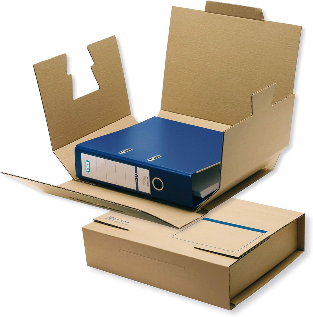 Elba Ordner-Versandkarton, mit Verschlusslasche & Adressfeld, naturbraun, 20 Stück