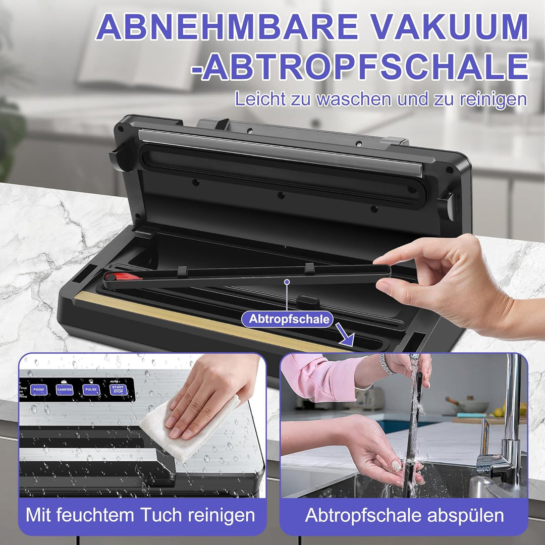 9 in 1 Vakuumierer Vakumierergerät für Lebensmittel Folienschweissgerät | 95kPa Vakuumiergerät Profi
