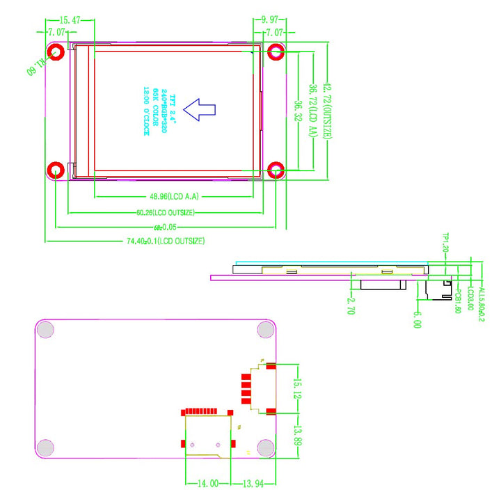 DIYmalls Nextion 2,4 Zoll HMI Display resistiver Touchscreen 5V TFT LCD 320x240 für Arduino ESP32 (N
