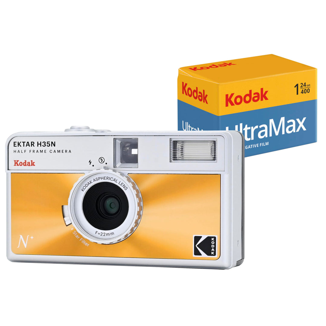 KODAK EKTAR H35N Halbformat-Filmkamera-Set mit Kodak Ultramax 400/24EXP 35 mm Rollfilm (glasiertes O