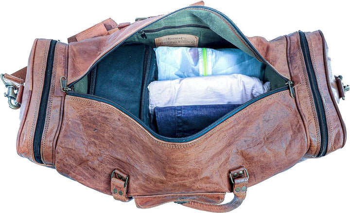 Leder-Seesäcke gross 24 Zoll Square Duffel Travel Gym Sports Overnight Weekender Ledertasche für Män