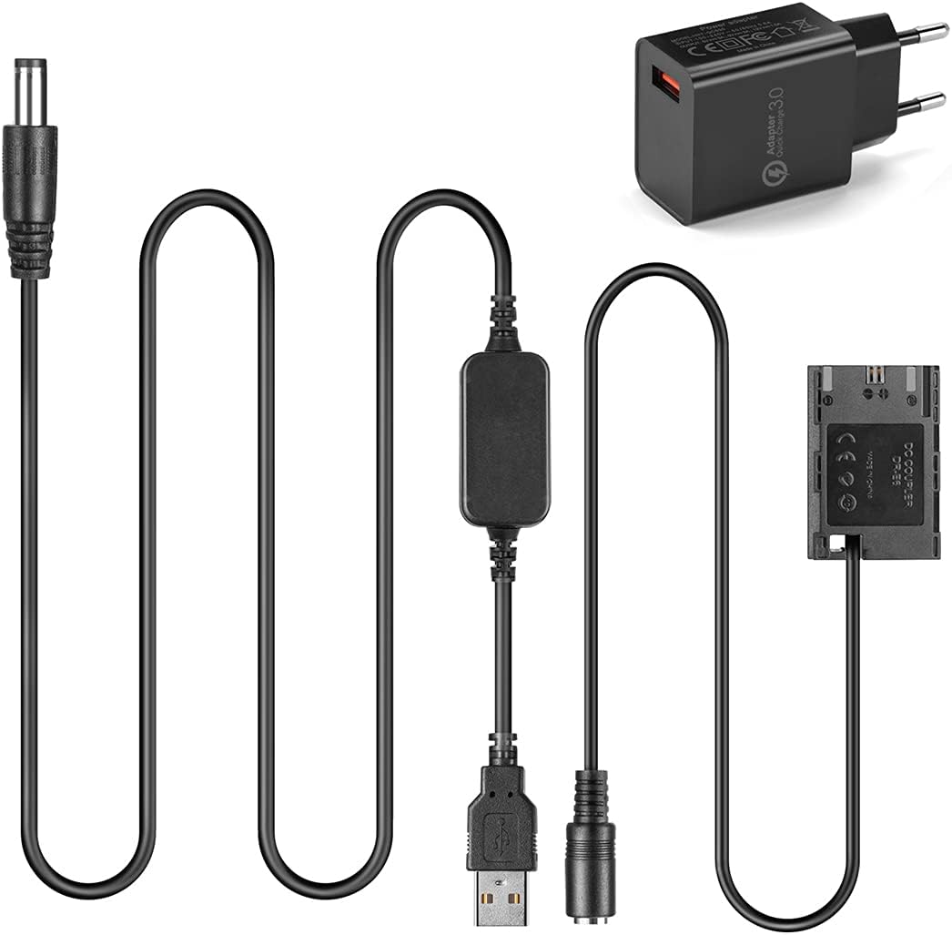 Raeisusp 5V USB Adapter Kit Kabel DC 8.4V ACK-E6 + DR-E6 LP-E6 LP E6 Völlig Decodierte Dummy Batteri