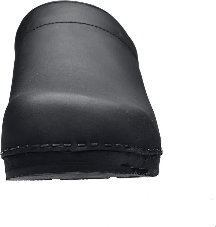 Sanita Christian offener Clog | Original handgemacht | Leder-Holzclogs für Männer 47 EU Schwarz, 47