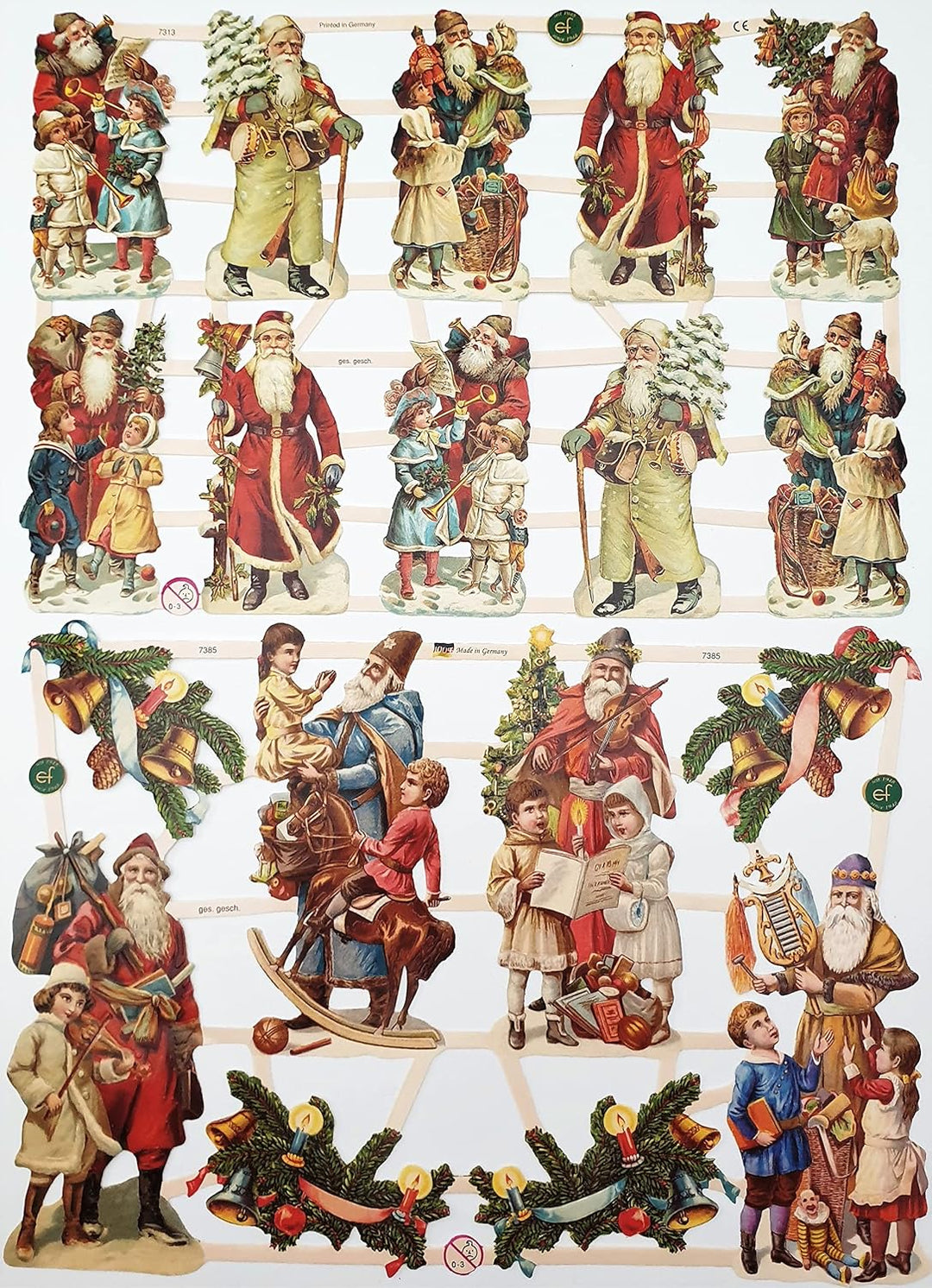 Set mit 9 Bögen Glanzbilder Oblaten Scrapbook Poesie Motiv Weihnachten zum Basteln, Dekorieren, Verz
