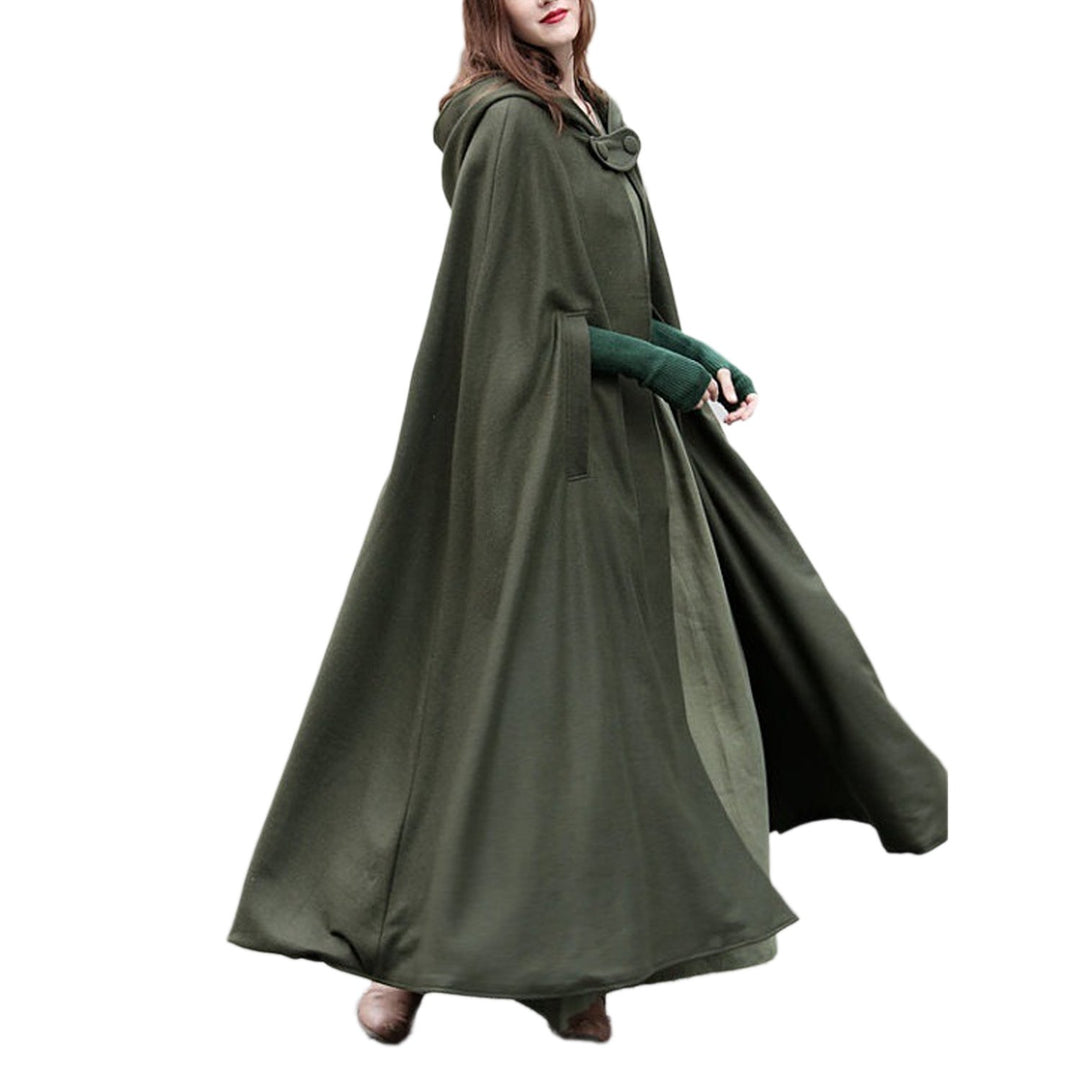 JLTPH Damen Herbst Winter Maxi Lose Umhang mit Kapuze Mantel Poncho Kap Strickpulli Longstrickjacke