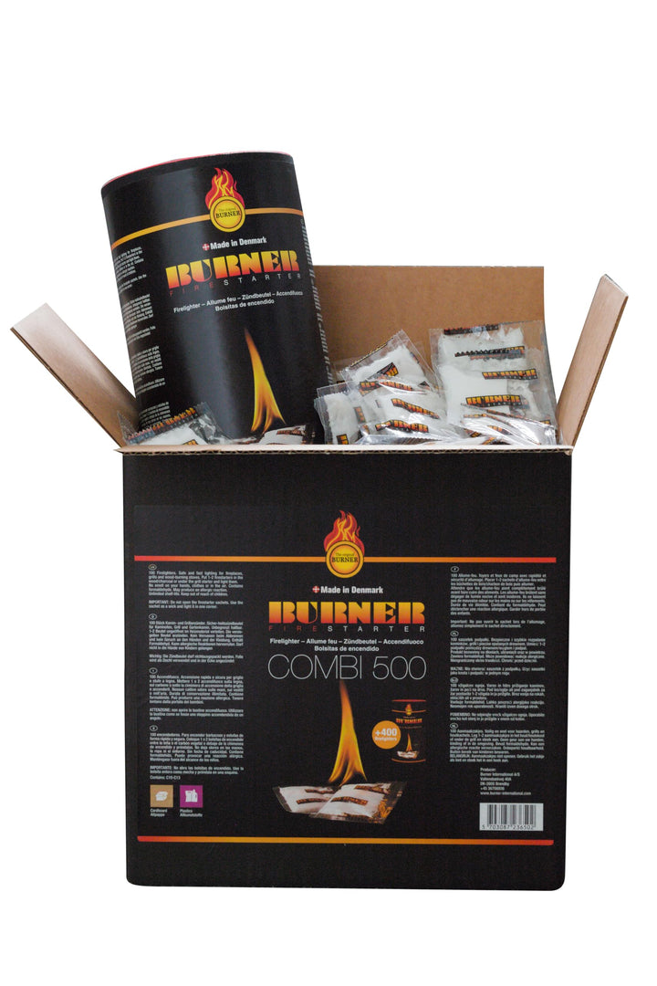Burner Firestarter Combi Anzünder 500 Stück geruchslos für Grill, Kamin, Ofen und Kamine, 500 Beutel