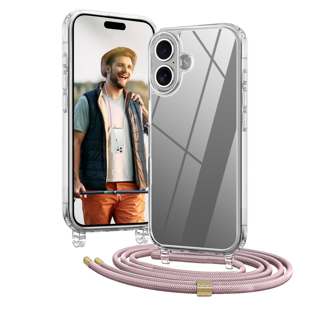OLEPHY Handykette für iPhone 16 Plus Hülle mit Band, Necklace Handyhülle, Transparente Schutzhülle z