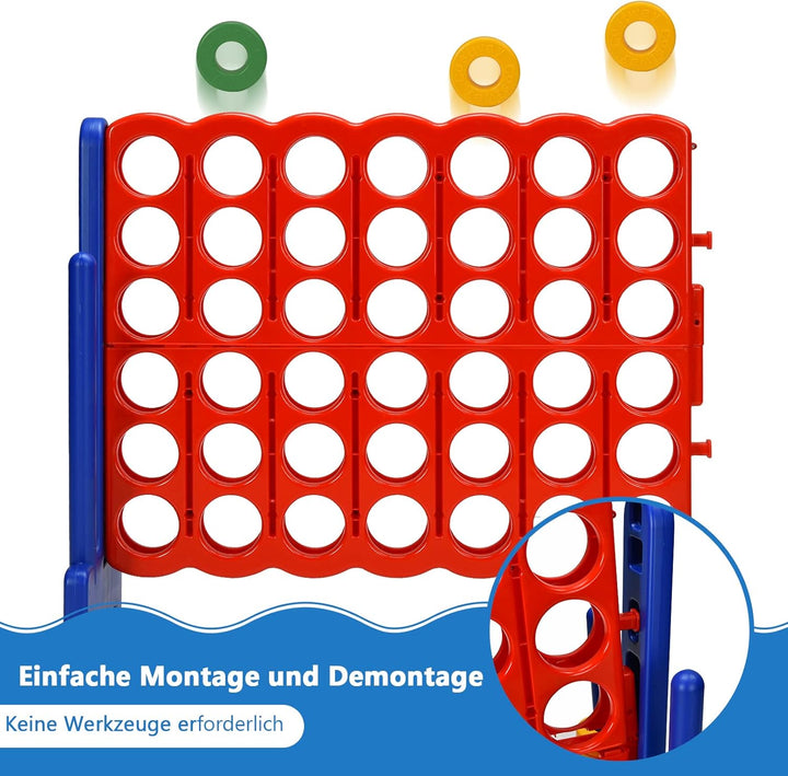 COSTWAY Riesiges 4 Gewinnt Spielset mit Basketballkorb und Wurfspiel, inkl. 42 Jumbo Ringen und Schi