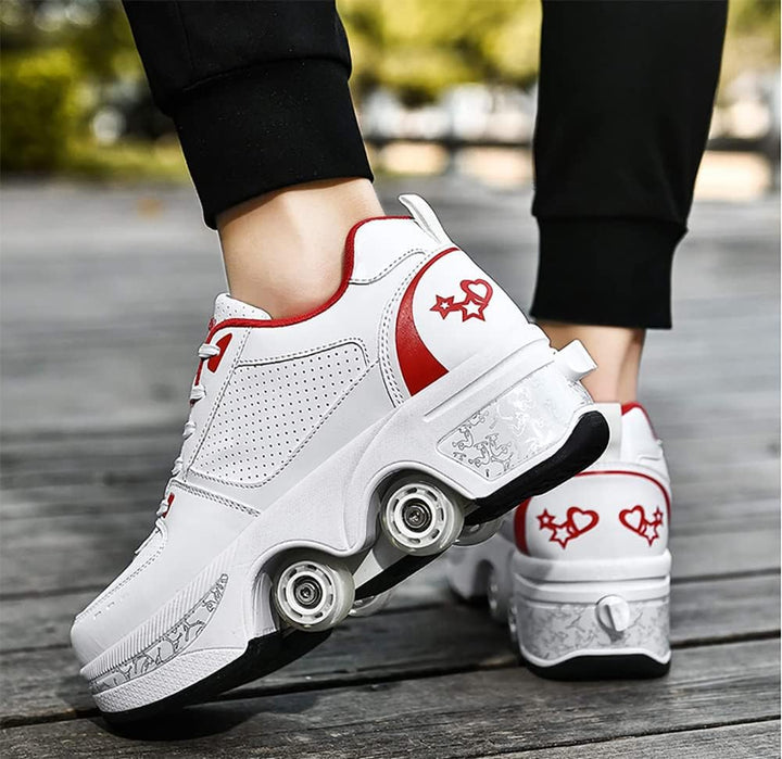 LDRFSE Schuhe mit Rollen, Rollschuhe Skateboard Schuhe Kinderschuhe Mit Rollen Skate Shoes Rollen Sc