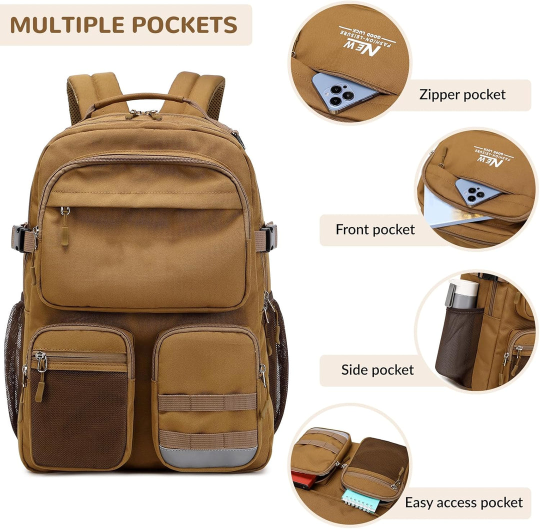 Lohol Big School Backpack College Büchertasche für Teenager Studenten, Multi Pockets Wasserdicht Cas