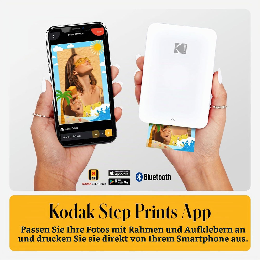 KODAK Step Slim Sofort-Smartphone-Fotodrucker - Tragbarer schlanker Farb-Mobilfotodrucker - Zink 2x3