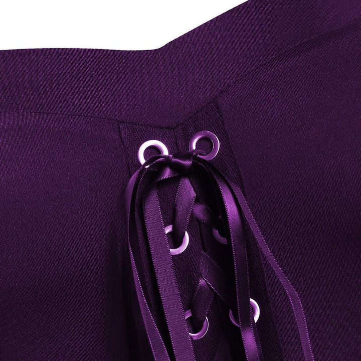 CHARMMA Gothic Halloween Kleid Kostüm Damen,Übergrösse A-Linie Schnüren Maxi Kleider mit Schmetterli
