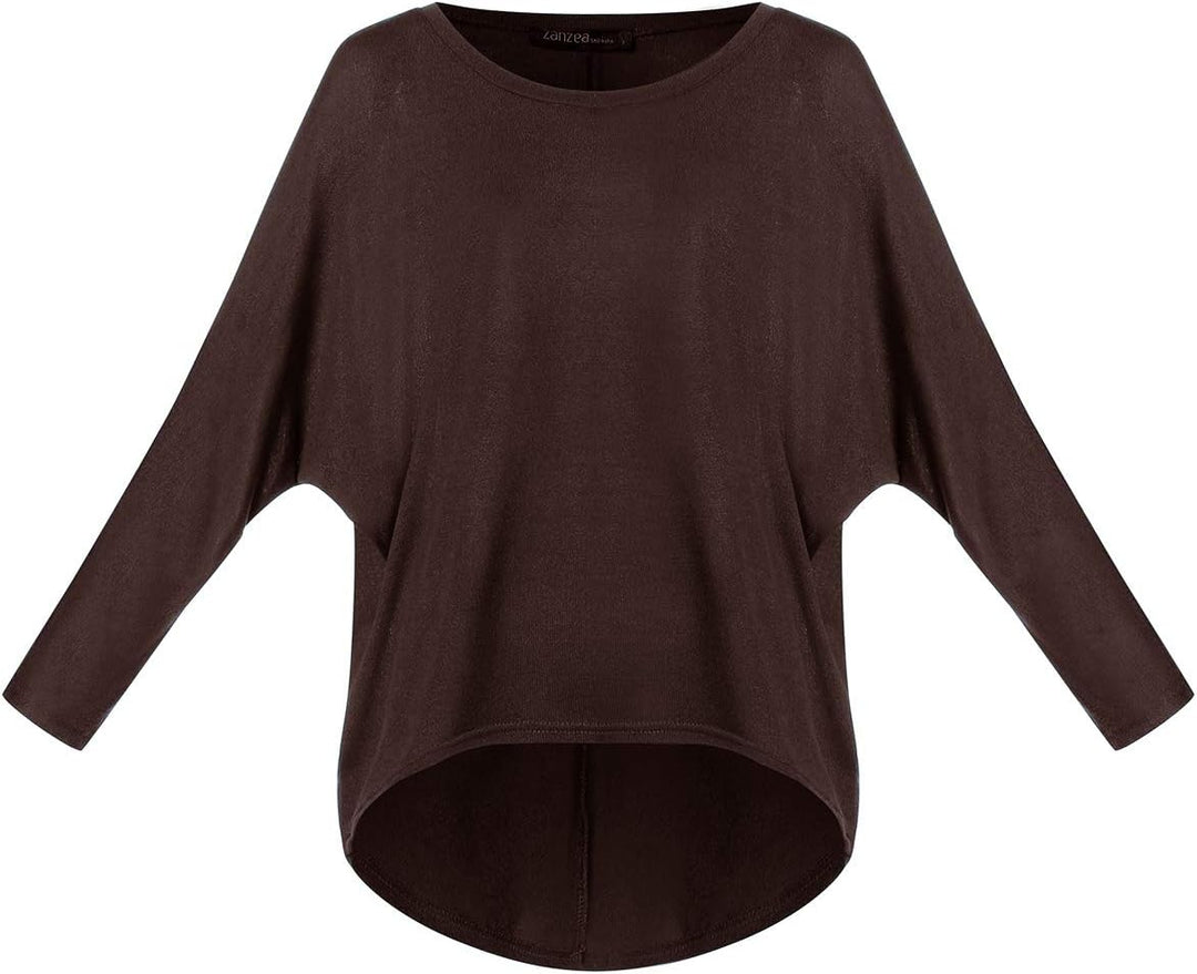 ZANZEA Damen-Pullover, Übergrösse, Feldermausärmel, Langarm-Oberteil, asymmetrisches Shirt, Freizeit