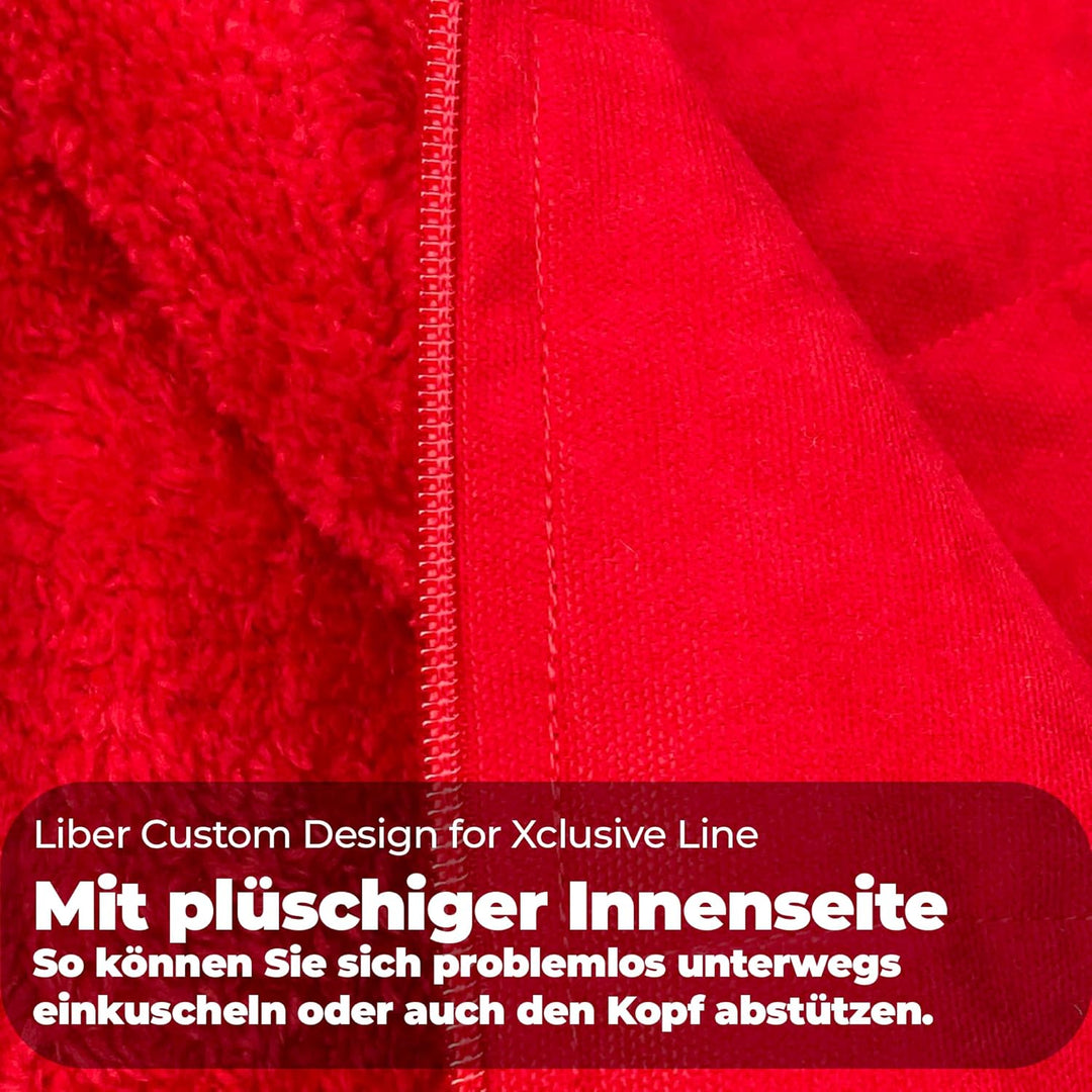 2-in-1 Sofadecke & Kissen rot - Kuscheldecke 130×190 cm, gefaltet als Kissen 45×40 cm, Plüschdecke a