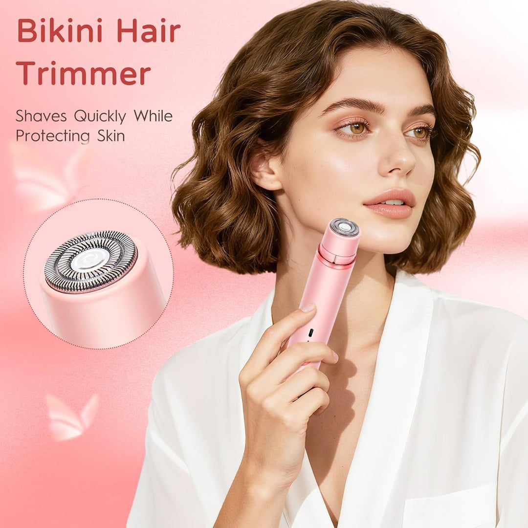 Damenrasierer Elektro 2in1 Bikini Trimmer & Intimrasierer Kabellos Horizontale Klinge Nass/Trockenra