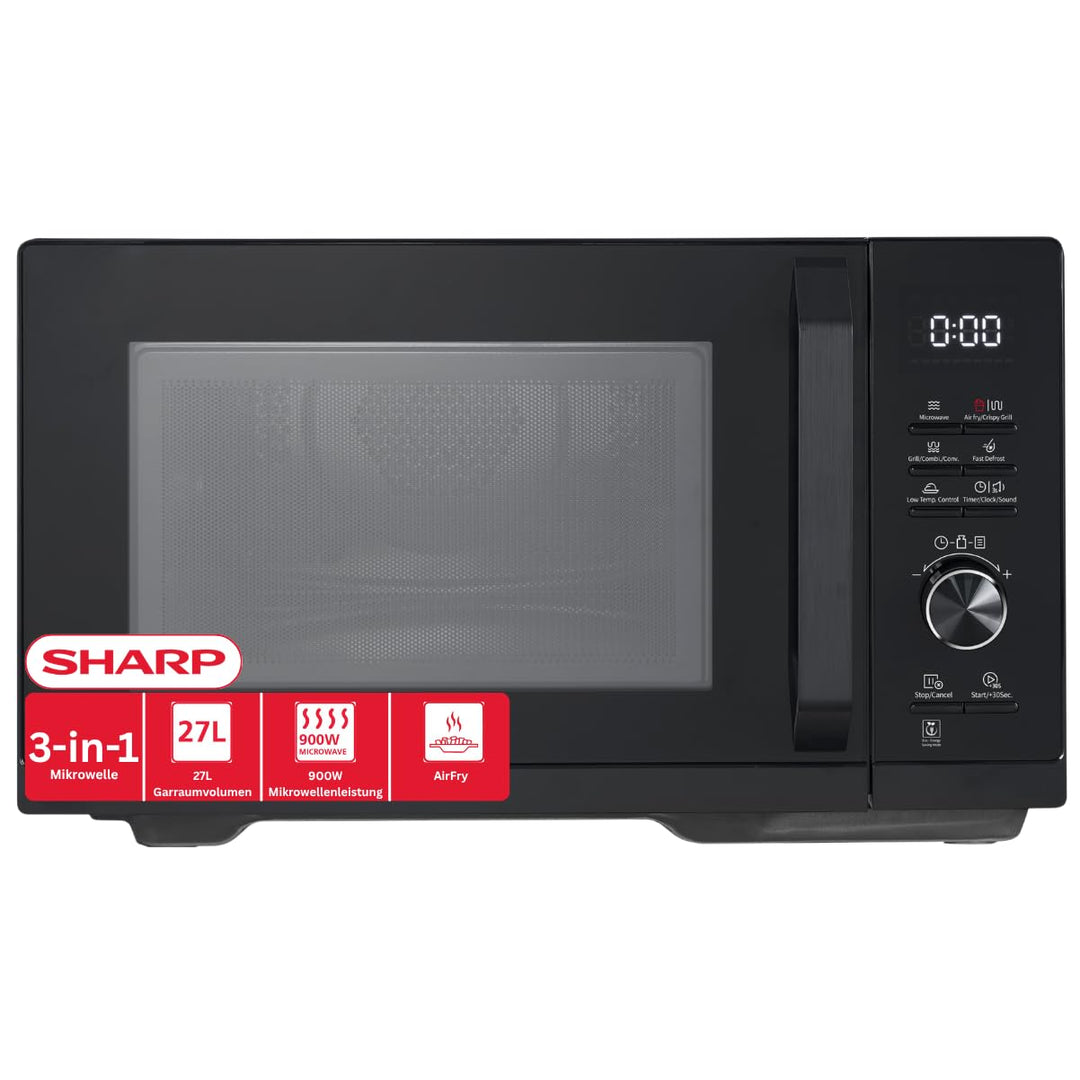 Sharp RCA271TB 5-in-1 Airfry-Mikrowelle 900W, Grill 1000 W, Heissluft & AirFry-Funktion, Konvektion