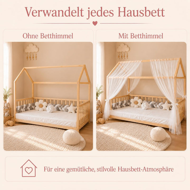 Baby Fancyroom Betthimmel für Hausbett Kinderbett, universell, Premium Tüll, 2-teilig, Hausbetthimme