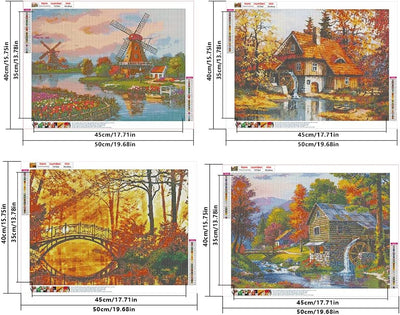 5D DIY Diamond Painting 4er Set 40x50 cm Diamond Painting Landschaften und Natur Diamant Malerei kit