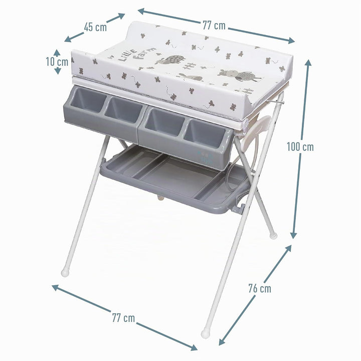 ib style® KOA 2-in-1 Wickeltisch mit Badewanne | mobile Wickelkombination | Klappbar | Grosse Wickel