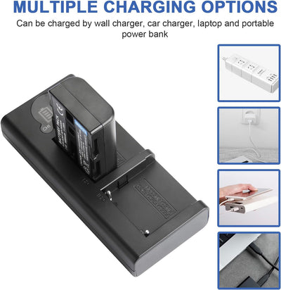 2 X NP-FM500H Ersetzt Akku und Dual Ladegerät Kompatibel mit Sony A57 A58 A65 A77 A100 A200 A200K A2