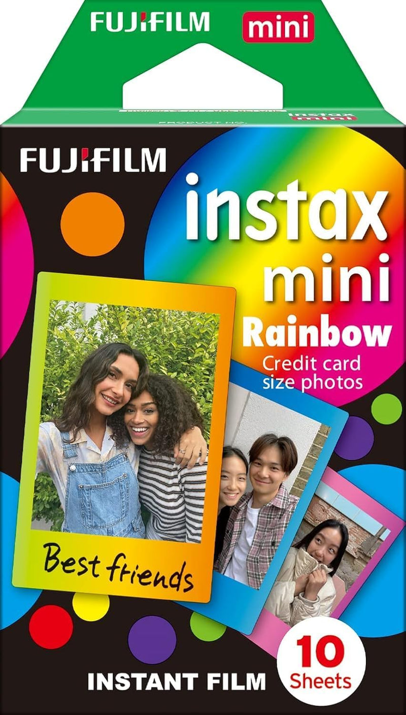 Fujifilm Instax Mini Instant Film, 2X 10 Blatt (20 Blatt), Weiss & Mini Frame WW1 Rainbow, Bunt