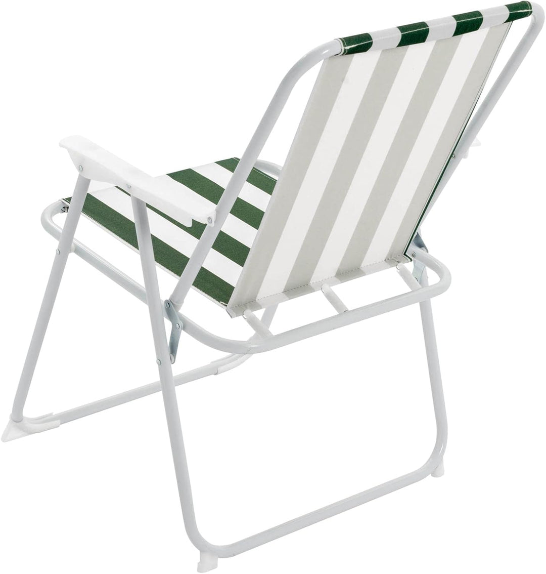 Harbour Housewares Klappe Metall Beachstühle - Grüne Streifen - Pack Von 4, Grün