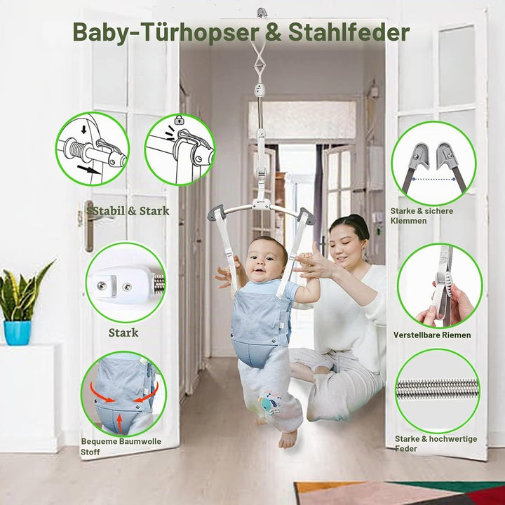 Baby Tür Schaukel Springen Übung Türhopser Türrahmen Jumper für Baby 6-24 Monate Grau