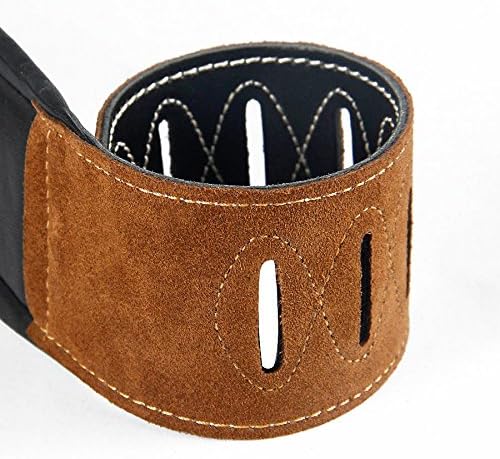 yueko Rindsleder Leder und PU Gitarrengurt Gurt Band für Akustik E-Gitarre Bass mit Metall Nieten, Y