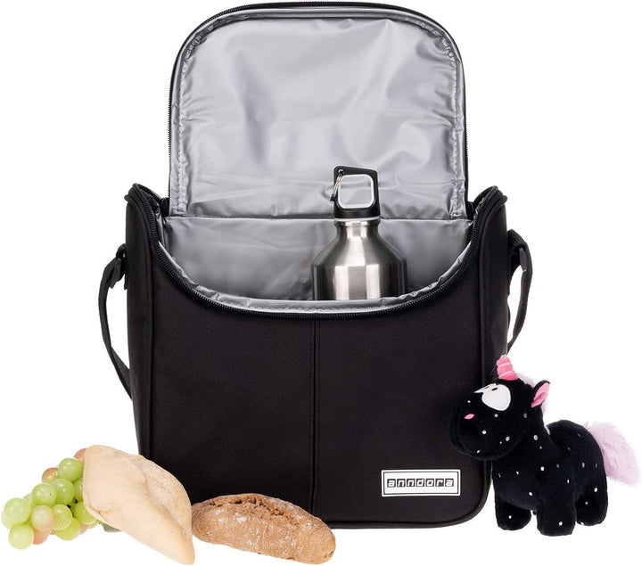 anndora Mini Kühltasche 4 Liter Vespertasche lunchbag - Farbwahl Schwarz, Schwarz