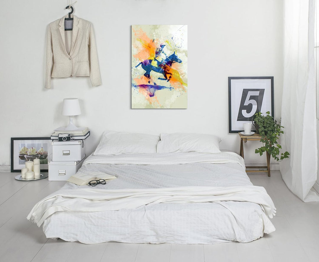 Polo 90x60cm Wandbild SPORTBILD Aquarell Art tolle Farben von Paul Sinus
